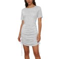 thumbnail image 6 of Einccm Women's Mini Dress Ruched Bodycon Short Sleeve Crewneck with Adjustable Side Drawstring for Casual Summer Daily Wear Work Travel and Versatile Styling, 6 of 7