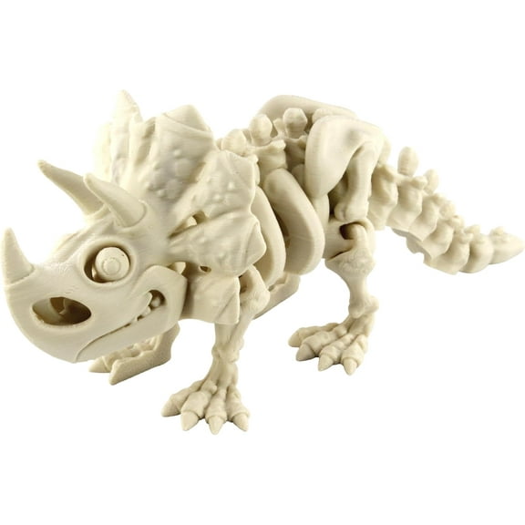 PowerTRC 3D Printed Skeleton Triceratops – Prehistoric Collectible Articulating Dinosaur 3D Figurine Desk Decoration for Teens and Adults, Made in USA