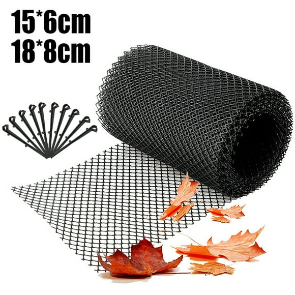 6/8m Rolls Gutter Protective Mesh Guard with 10 Fixing Clip Leaf Mesh Roll Tools