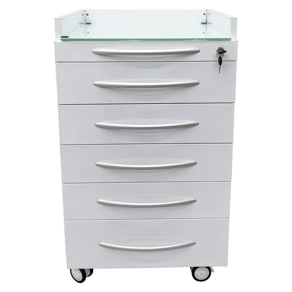 Techtongda 5 Drawers Dental Special Storage Cabinet Mobile Cart Moving Side Cabinet Stainless Steel Removable