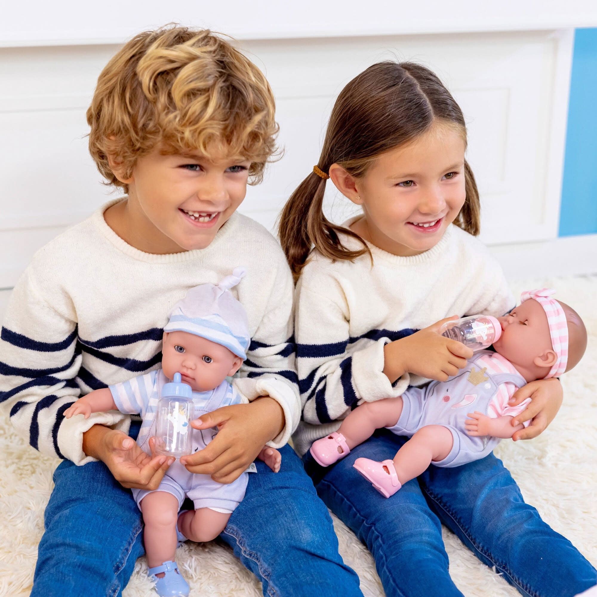JC Toys Twin Nonis Boutique 15" Realistic Pink & Blue Soft Body Baby Dolls with Open/Close Eyes |Accessory Gift Set| Ages 2+