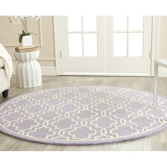 SAFAVIEH Cambridge Kyle Geometric Wool Area Rug, Lavender/Ivory, 6' x 6' Round