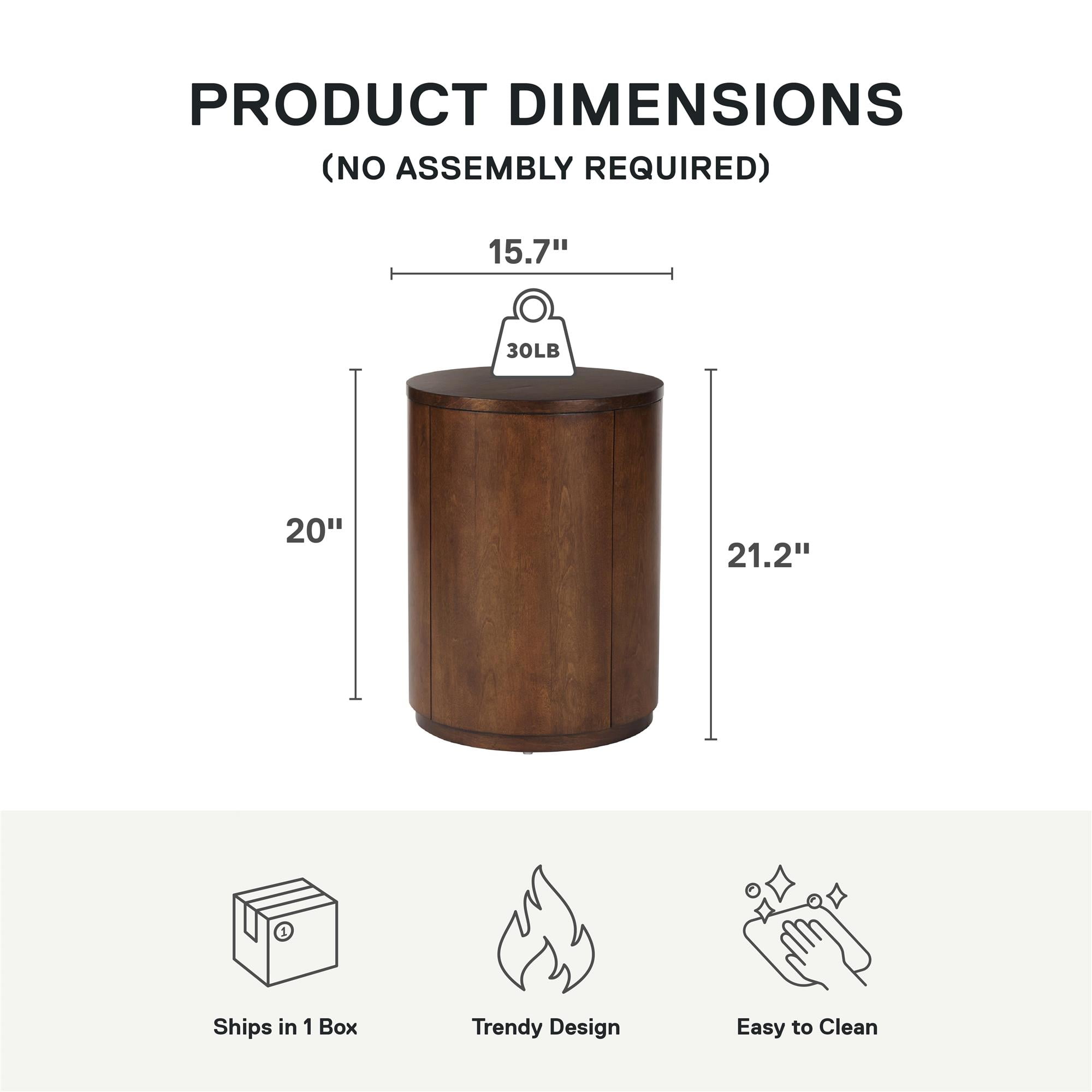 Better Homes & Gardens Miller Drum End Table, Walnut