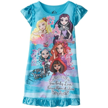 Monster High Girls' Nightgowns Pajama Gowns Sleepwear Night Shirt, Turquoise, Size: 10/12