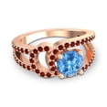 thumbnail image 3 of Diamond-Capitals 2.50 Carat Elegant Round Cut Blue Topaz & Garnet Gemstone Proposal Ring for Ladies Solid 18K Rose Gold Size 7.5, 3 of 8