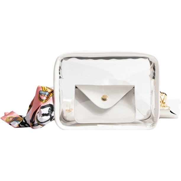 LHSHID Clear Purse Women 2 in 1 Transparent Jelly Crossbody Bag Candy Color Clutch Handbag Trend Portable Shoulder Slung