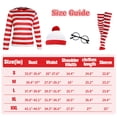 thumbnail image 5 of GYQMBT Adult Women Red and White Striped Shirt,Funny Halloween Costume,Classic Movie Characters Costume with Shirt Hat Socks and Glasses Set,S, 5 of 6