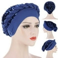 thumbnail image 3 of Hats Elastic Twisted Beanie Breathable Braid Hat Shiny Sequins Braid Wrap Hat Women Accessory, 3 of 6