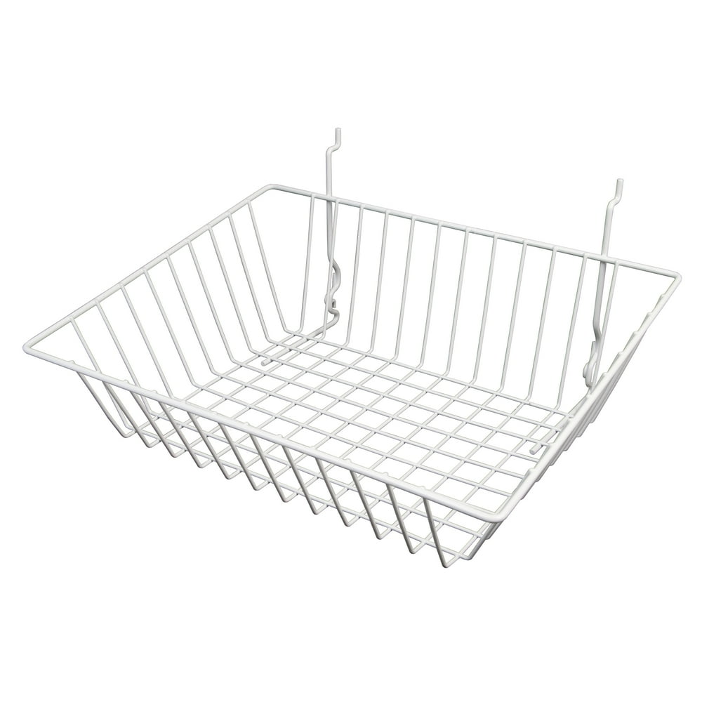 Econoco White Sloping Basket for Slatwall, Pegboard or Gridwall Set