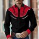 thumbnail image 3 of Camisa de hombre estilo retro occidental con estampado floral 2024, informal, para exteriores, calle, uso diario, primavera y verano, con solapa, manga larga, color negro, tallas S a 5XL, tejido elást, 3 of 5