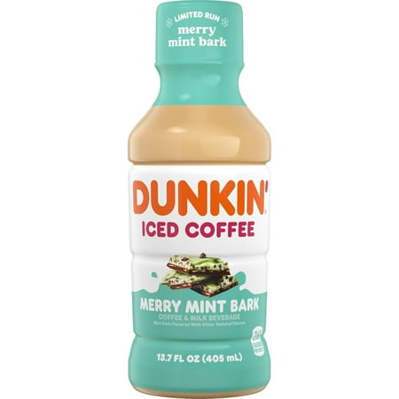 Dunkin' Merry Mint Bark Iced Coffee, 12 Pack, 13.7 oz Bottles