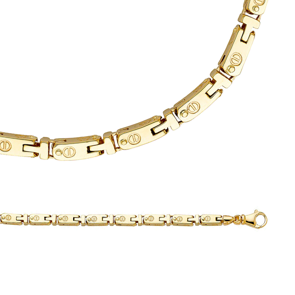 Solid 14k Yellow Gold Necklace Bar Link Chain Mens Unique Stylish