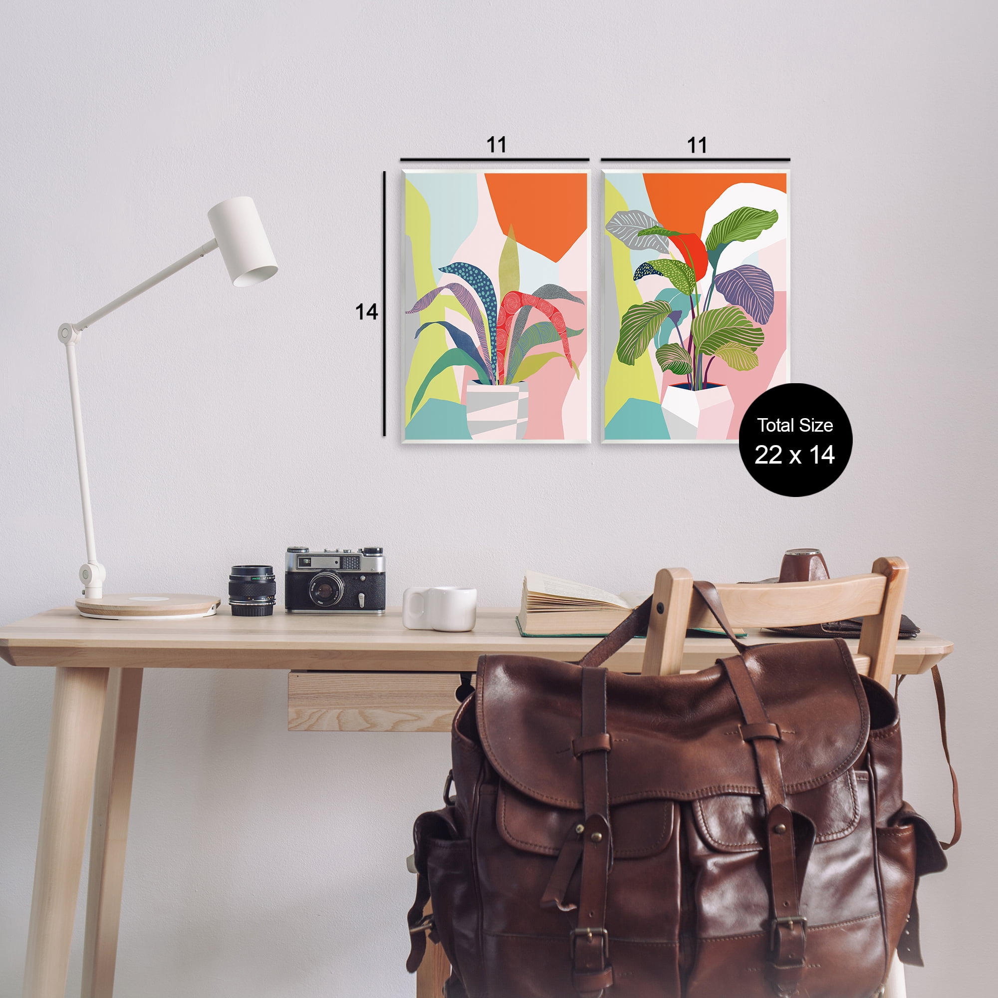 Stupell Industries Lively Patterned Plant Leaves Floral & Botanical Painting Unframed Art Print Wall Art, 11 x 14, Set of 2