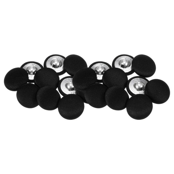 20pcs 32L Fabric Cloth Covered Button 20mm Round Metal Shank Sewing Buttons for Suits Blouses Sweaters, Black