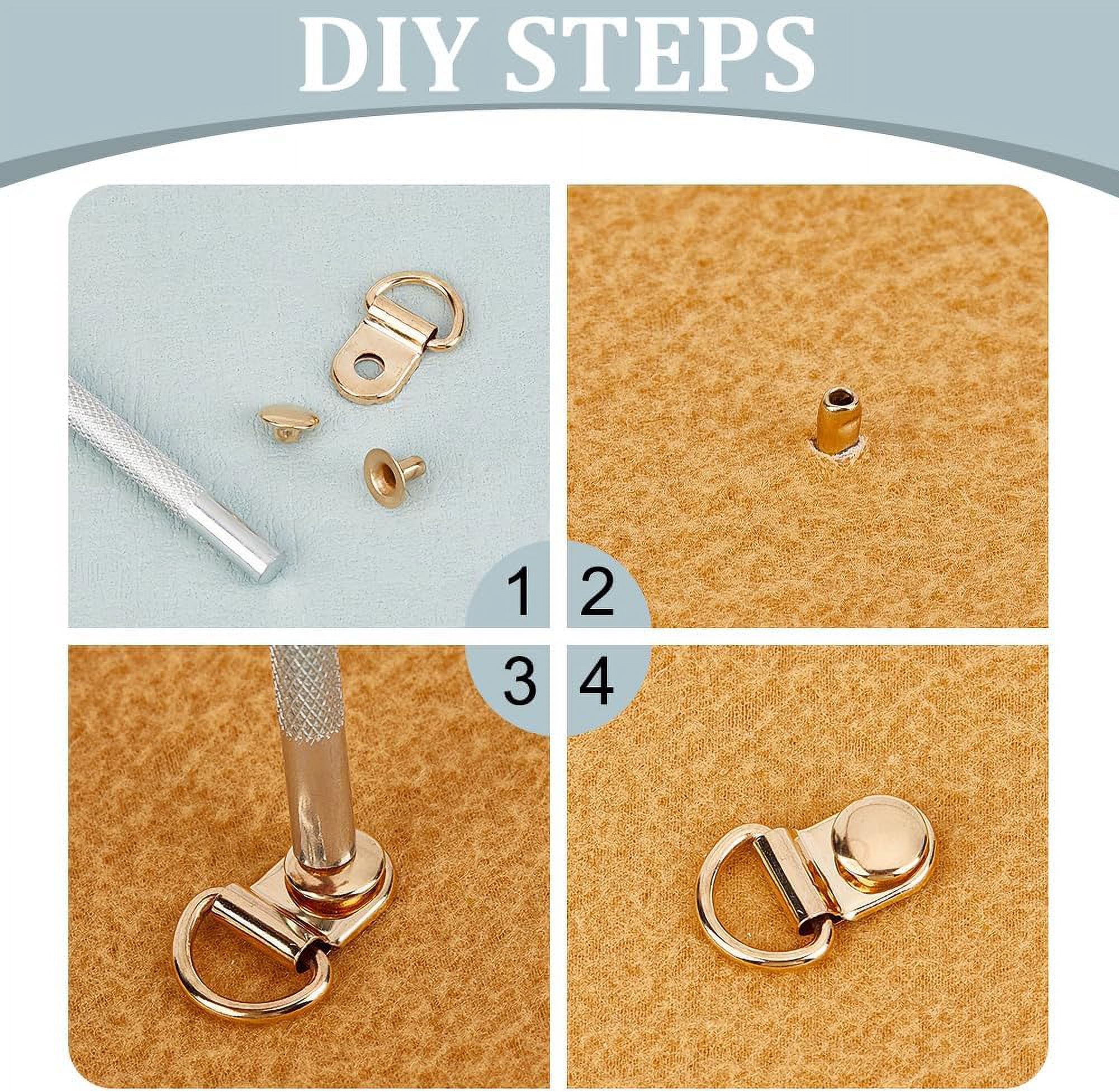 Gold Boot Lace Hooks Metal Shoelace Buckle Shoes Eyelets Hook Lace Buckle Loop D-ring with Rivets for Mountaineering Boots Climb Hiking