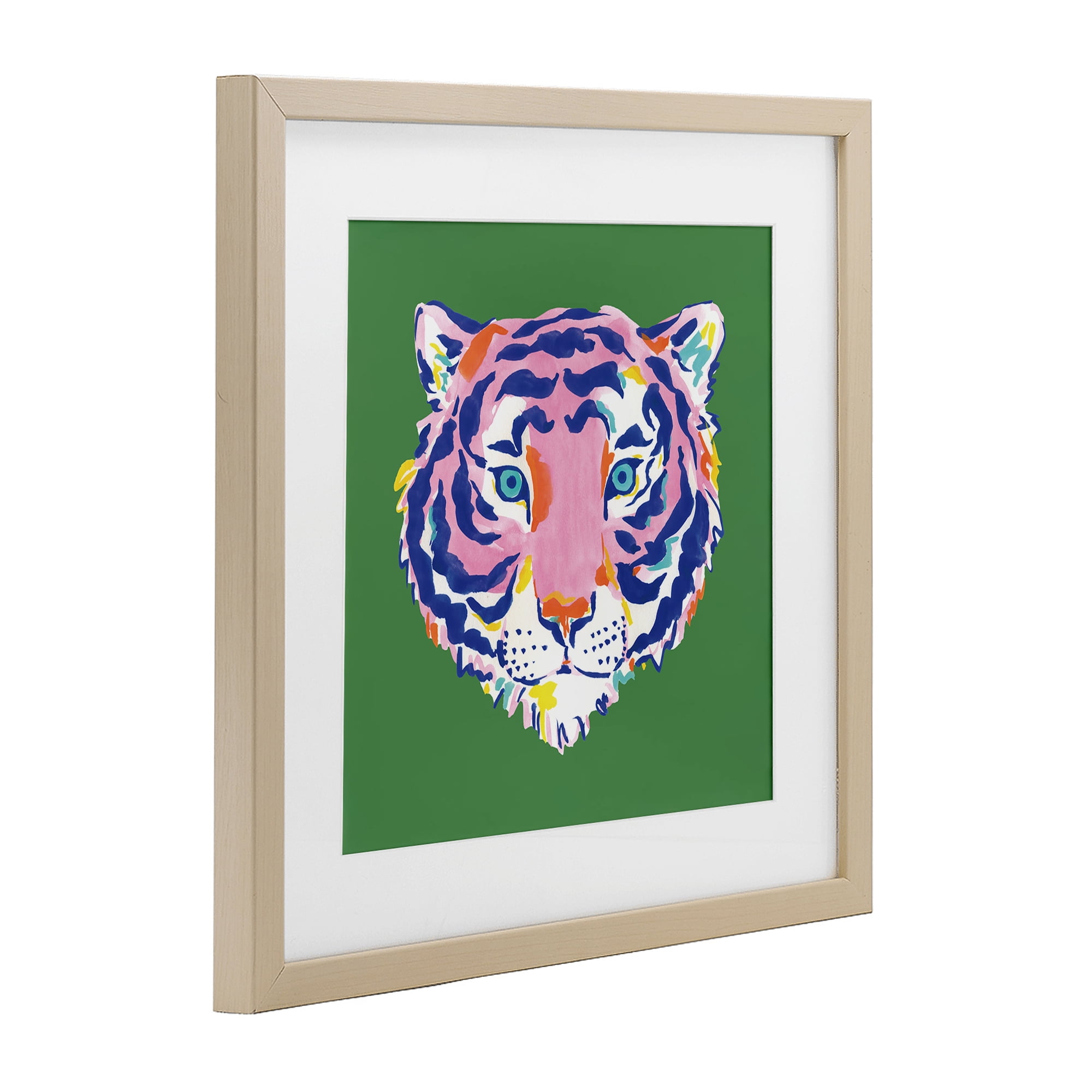 Stupell Industries Exotic Boho Tiger Face Birch Framed Print Under Glass, design by Karolina Sato