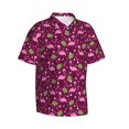 thumbnail image 2 of Daiia Festive Flamingos Hawaiian Shirt for Men Gentle Cotton Regular Short Sleeve Casual-Small, 2 of 9