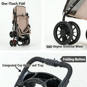 Puedo Double Pet Stroller for Small Cats and Dogs, Foldable Kittens Puppies Travel Strolling Cart with 2 Carriages, Lockable Wheels, Black