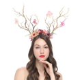 thumbnail image 3 of Slccxzc Floral Deer Antler Headband Forest Fairy Tree Branch Headpiece for Halloween Party, 3 of 7