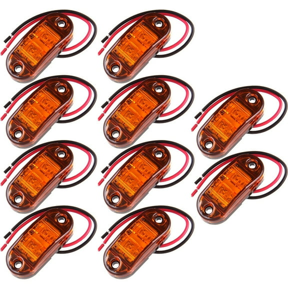 Side Marker Light 10pcs 2 Diode LED Amber Trailer Marker Lights Oval Clear Lens Clearance Indicator Lights
