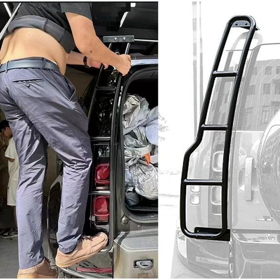 Rear Access Ladder fit for Land Rover Defender 110 90 130 2020-2025 Black Steel Rack Roof Step Ladder