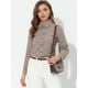 thumbnail image 2 of INSPIRE CHIC Blusa de manga larga con botones y cuello vuelto a cuadros para mujer marrón S, 2 of 5