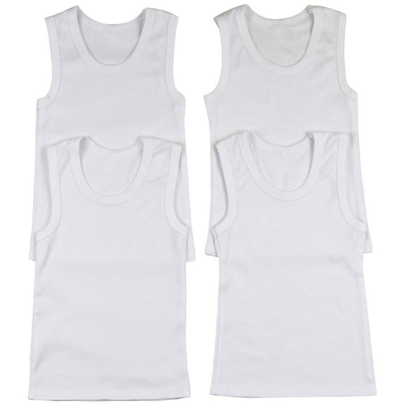 ToBeInStyle Boy's Pack of 4 Ultra-Soft Cotton Tank Tops - White - 3-6 Months Old