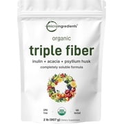Micro Ingredients Organic Triple Fiber Powder, 2lb | Natural Prebiotic for Digestive & Gut Health, Soluble Fiber Supplement, Unflavored, Vegan