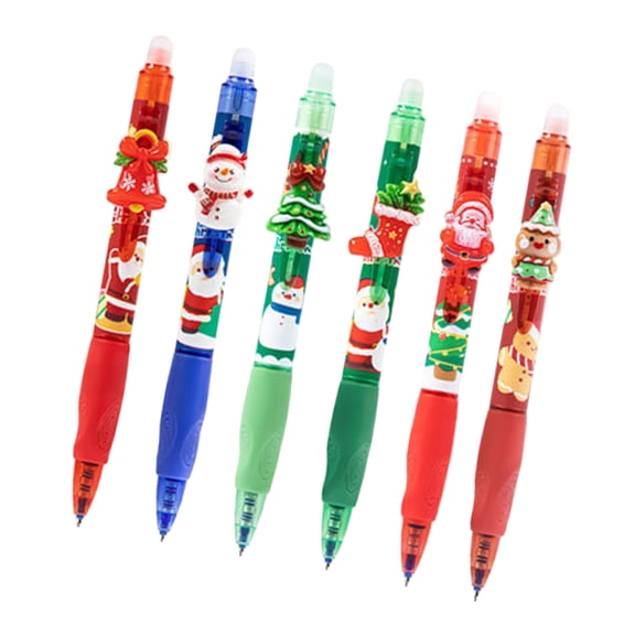 6Pcs Erasable Christmas Gel Inks Pen 0.5mm Tip Blue Inks Retractable Gel Pen Journaling Pens for Writing Note Taking