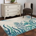 thumbnail image 4 of Blue Summer Ocean Washable Area Rugs 3'x5', Jellyfish Seaweed Vintage Coastal Low Pile Throw Living Room Rug Non-Slip Sturdy Edge Binding Carpet for Indoor Entryway Bedside Kitchen, 4 of 9