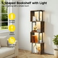 thumbnail image 5 of OUTONLIFE Modern 5-Tier LED Bookshelf, S Shape Metal and Wood Geometric Bookshelf for Decorative Storage, Great for Bedrooms, Living Rooms, and Offices,Brown, 5 of 10