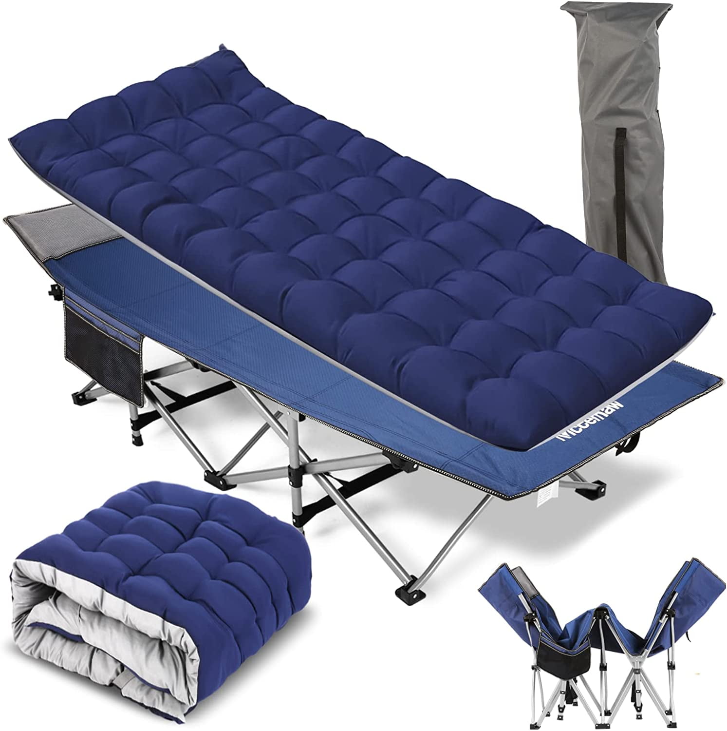 Folding Camping Cot, 800 LBS Heavy Duty Camping Cots for Adults, Double