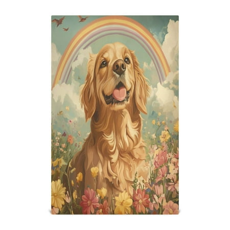 

Kitchen Towel 28x18 Inches x4，Plate Towel Decorative Towel Napkin Tea Towel Tea Towels For Kitchen Dish Cloths & Dish Towels Rainbow Cute Yellow Dog
