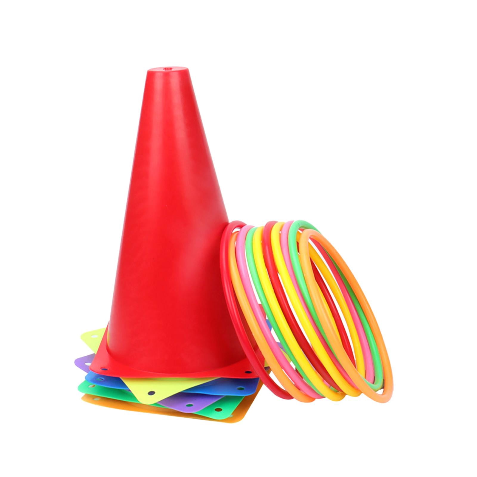 Wswqop Rings Toss Game Backyard Game Colored Cones And Rings Carnival Game Set for Lawn