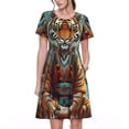 thumbnail image 1 of Easygdp Pond Meditating Tiger para Vestido Transpirable de Mujer, Vestido Suelto de Manga Corta con Pliegues y Bolsillos para el Verano, 1 of 6