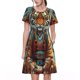 thumbnail image 1 of Balery Pond Meditating Tiger Vestidos sueltos de manga corta para mujer, vestidos de verano 2025, vestidos casuales de corte A con vuelo., 1 of 6
