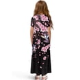 thumbnail image 2 of Uourmeti Girls Summer Dress Cherry Blossom Hummingbird Print Short Sleeve Round Neck Flowy Tiered Casual Long Maxi Dress with Pockets, Size 9-10 Years, 2 of 7