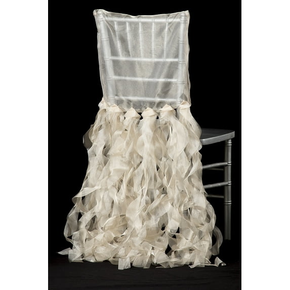 Brand New Curly Willow Chiavari Chair Back Slip Cover Edge: Serged; fit with back rest no larger than 15" wide - Champagne