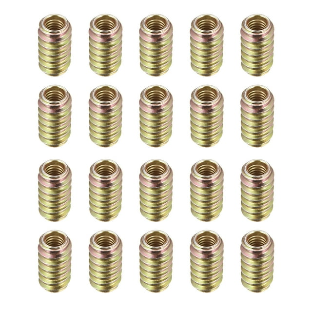 Tuercas de inserción M6 de 20 mm de longitud de acero al carbono con recubrimiento de zinc, paquete de 20
