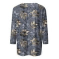 thumbnail image 4 of Womens Tops 3/4 Sleeve Trendy Floral Printed Crewneck Tee Shirts Summer Casual Loose Fit Workout Pullover Blouses, 4 of 5