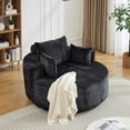 thumbnail image 3 of Leumius 55" Oversized Round Swivel Accent Chair,Upholstered Polyester 360 Degree Swivel Chair for Living Room, Bedroom, Lounge and Projection Room,Black, 3 of 10