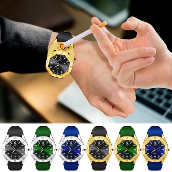 maxiaoxia Fashionable High-end Watch Charging Lighter Lighter USB Charging Wrist Windproof Lighter 2 In 1 Wrist Watch Lighter Father's Day, Birthdays, Anniversaries Gift for Men