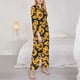 thumbnail image 3 of Balery Navy Blue Plaid Sunflower Conjunto de Pijama con Estampado para Mujer, Conjunto de Dos Piezas con Manga Larga, Ropa de Dormir Suave con Bolsillos, Pijamas Cómodos-Medium, 3 of 7