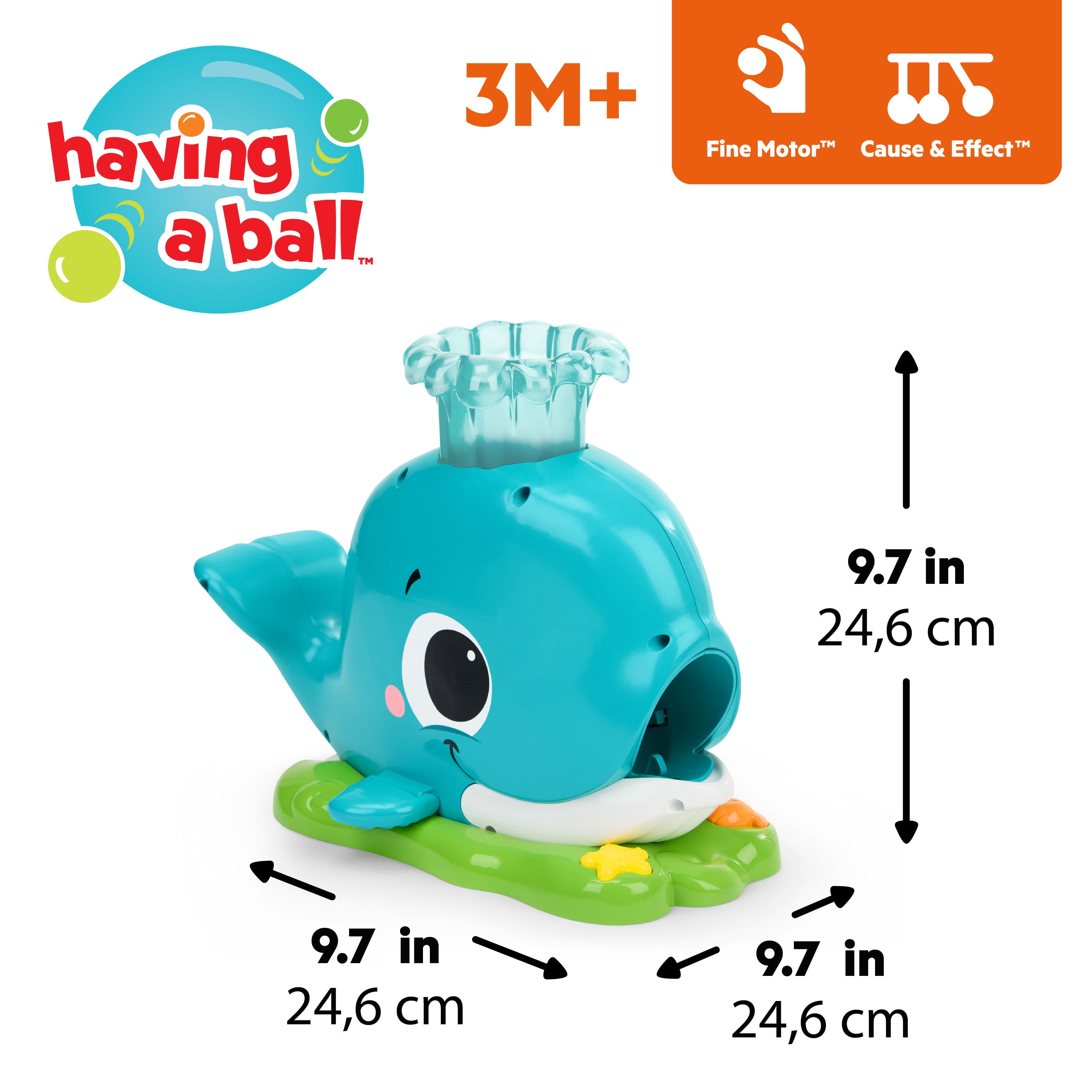 Bright Starts Silly Spout Whale Popper Toy, Unisex, Infant to Toddler