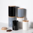 thumbnail image 4 of Kitchen Ceramic Food Storage Containers Set, Stackable Canisters for Countertop with Airtight Boomboo Lids for Serving Ground Coffee, Tea, Sugar, Salt and More- Set of 2 (White), 4 of 6