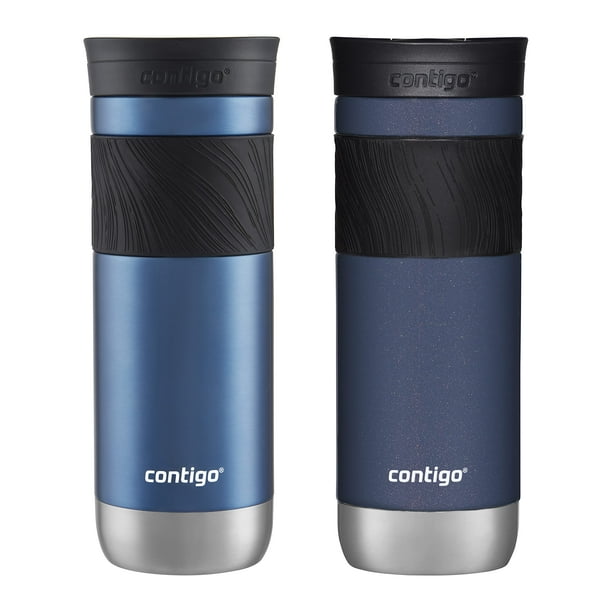 Taza de viaje a prueba de fugas de acero inoxidable con aislamiento al vacío Contigo, maíz azul de 20 onzas; Paquete de 2 arándanos de medianoche