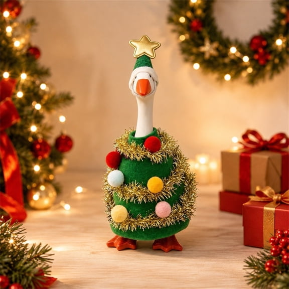 SUORE 7 Inch Desk Goose Christmas Outfits, Mini Christma Tree Costume, Winter Goose Christmas Outfit Clohtes, for Desktop Key Statue Xmas Office Home Deco