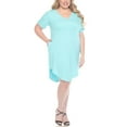thumbnail image 2 of White Mark V-Neck Folded Sleeves Knee-Length Dress with Pockets, Women's Plus, 1X-3X, 2 of 6
