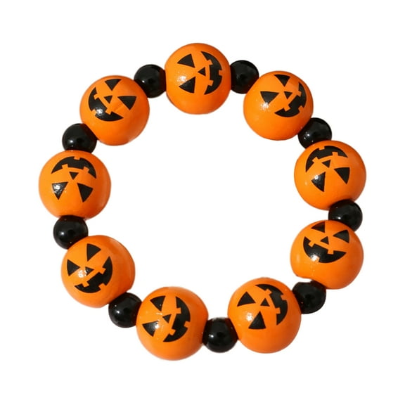 Aellinatey Skull Pumpkin Spiders Wristband Halloween Beaded Bracelets Elastic Bangle