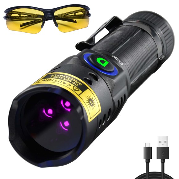 Linterna UV WMCODMW 365nm de luz negra recargable